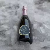 Custom birth label, stork and gentle message, round