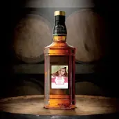 Étiquette de baptême personnalisée avec photo pour fille – Modèle rose à pois et bande rayée