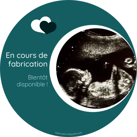 Étiquette personnalisée ronde pour annonce de grossesse, modèle échographie