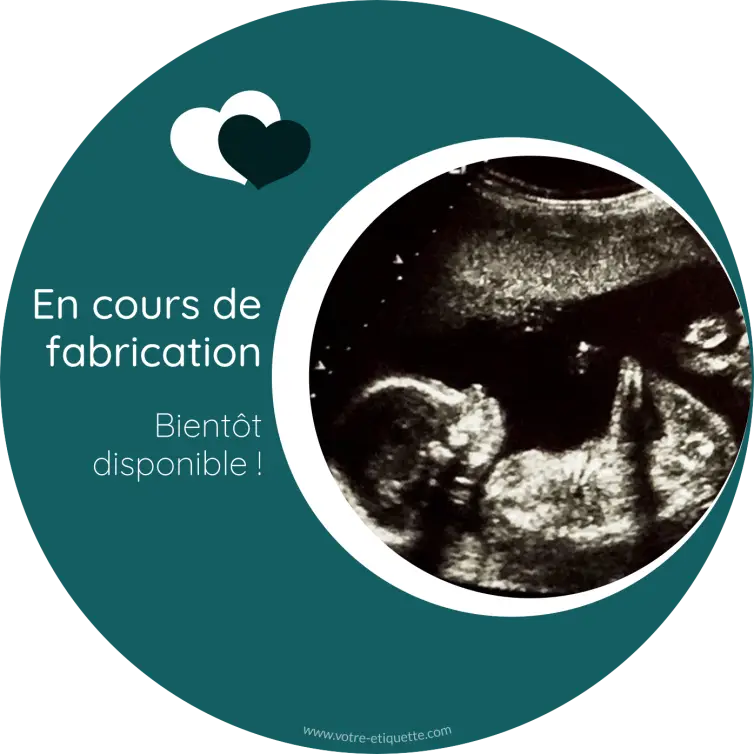 Custom round label for pregnancy announcement, ultrasound design