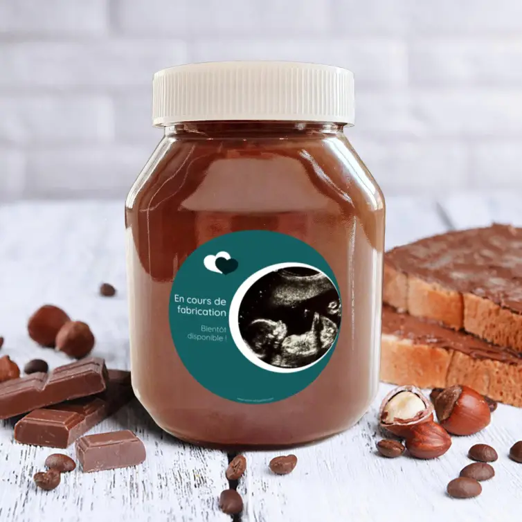 Étiquette personnalisée ronde pour annonce de grossesse, modèle échographie