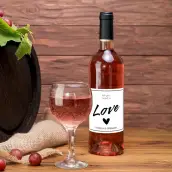 Étiquette personnalisée mariage, design Love moderne noir & blanc format carré