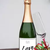 Étiquette personnalisée mariage, design Love moderne noir & blanc format carré