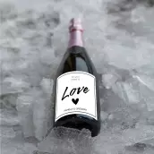 Étiquette personnalisée mariage, design Love moderne noir & blanc format carré