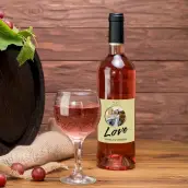 Custom wedding label, “Love” design with photo, natural background square