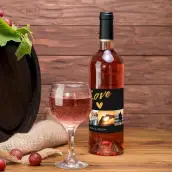 Étiquette personnalisée mariage, design Love doré et collage photo