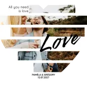 Étiquette personnalisée mariage cœur, design photo Love rayé