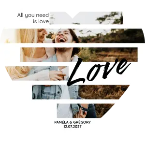 custom wedding label, heart-shaped photo love design