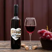 Étiquette personnalisée mariage cœur, design photo Love rayé