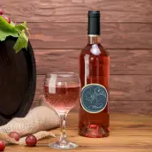 Étiquette personnalisée ronde baptême garçon, motif floral raffiné