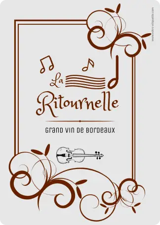 Étiquette personnalisée pour bouteille de vin – design musical élégant pour vin de bordeaux