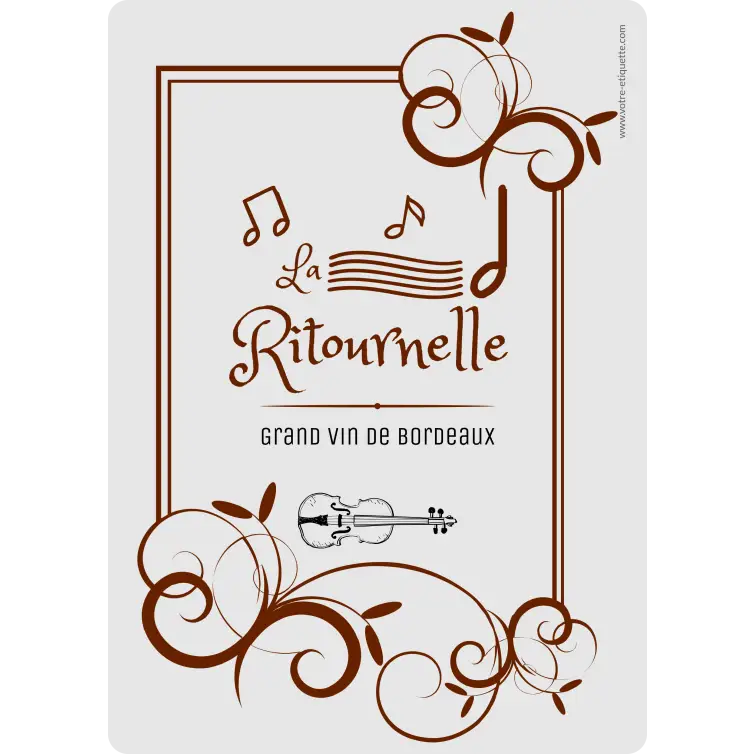 Étiquette personnalisée pour bouteille de vin – Design musical élégant pour vin de Bordeaux