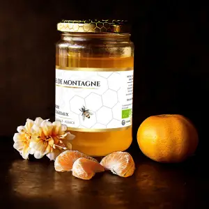 étiquette personnalisée pour miel de montagne, design raffiné apiculture