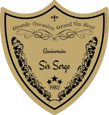 Étiquette personnalisée anniversaire, forme blason emblématique style grand cru