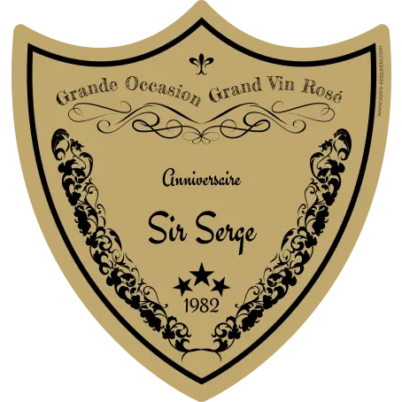 Étiquette personnalisée anniversaire, forme blason emblématique style grand cru
