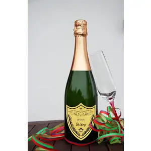 custom birthday label, shield-shaped grand cru on brushed gold metallic