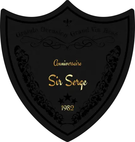 Étiquette personnalisée anniversaire, blason noir mat, design grand cru