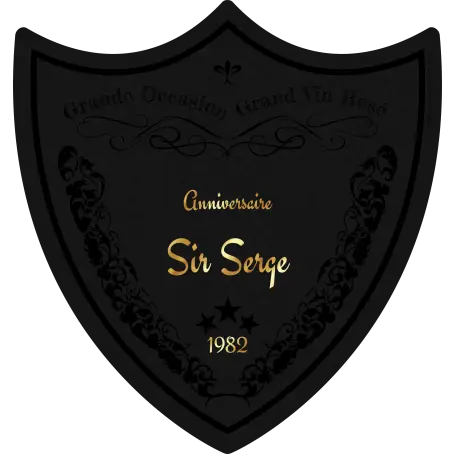 Étiquette personnalisée anniversaire, blason noir mat, design grand cru