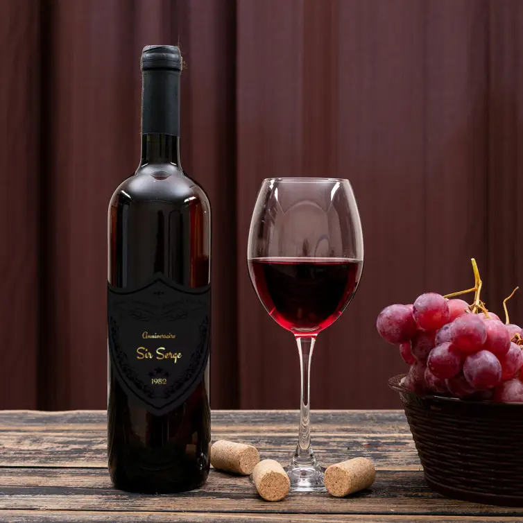 Custom birthday label, matte black shield, grand cru design