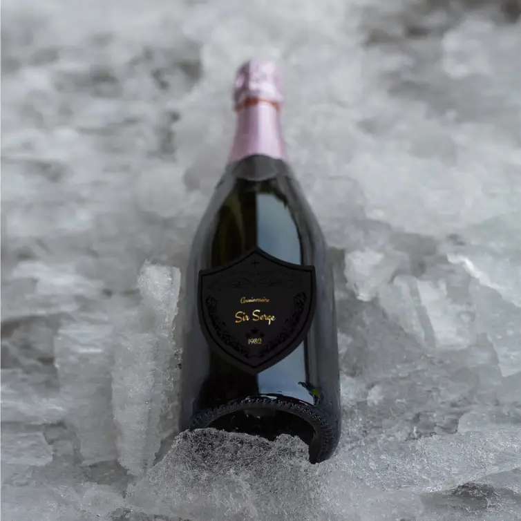 Custom birthday label, matte black shield, grand cru design