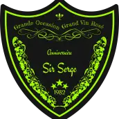 Étiquette personnalisée anniversaire blason, noir mat & vert fluo, style grand cru
