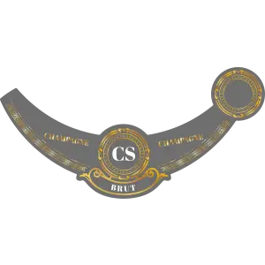 custom champagne neck label, gold and silver design