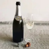 Étiquette personnalisée collerette champagne, design or et argent