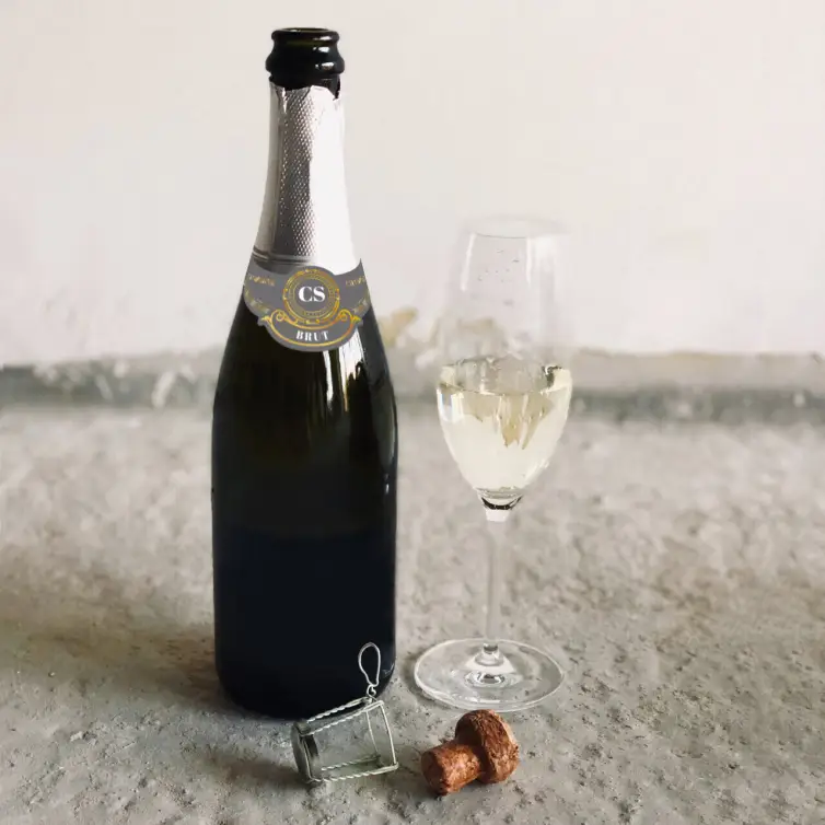 Étiquette personnalisée collerette champagne, design or et argent