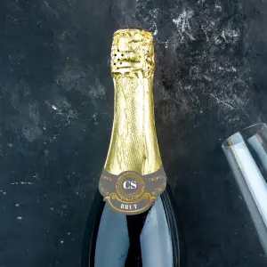 etiqueta personalizada para cuello de botella de champán, diseño dorado y plateado