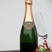 Étiquette personnalisée collerette champagne, design or et argent