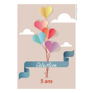 étiquette personnalisée anniversaire enfant – ballons en forme de cœur pour une fête inoubliable
