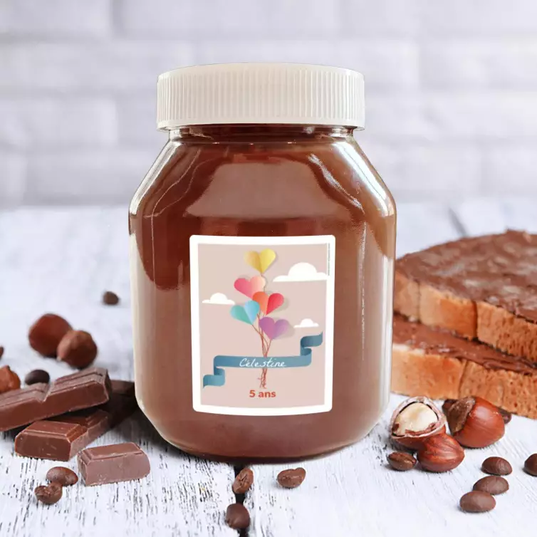 Étiquette personnalisée anniversaire enfant – Ballons en forme de cœur pour une fête inoubliable