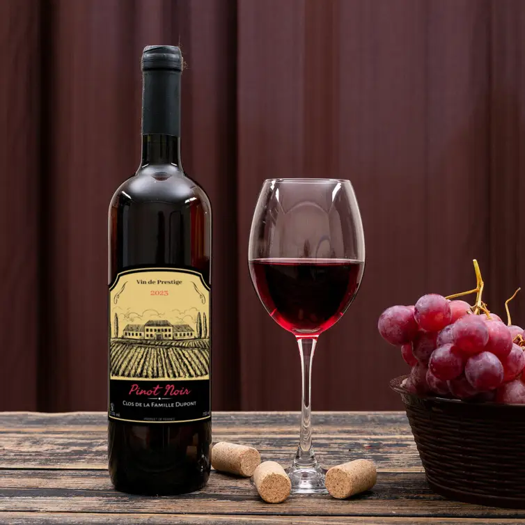 Custom wine label for red wine, estate illustration, classic style