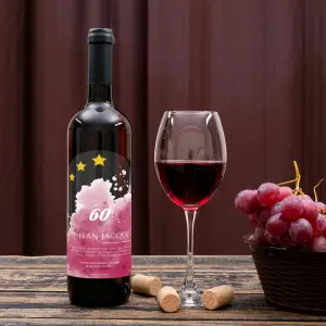 custom birthday label, watercolor stars, transparent support