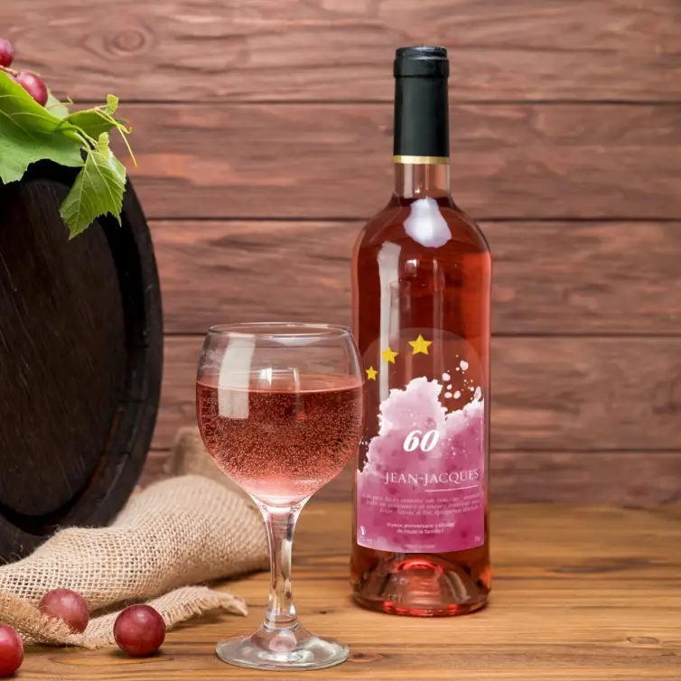 Étiquette personnalisée anniversaire, design aquarelle étoiles, support transparent