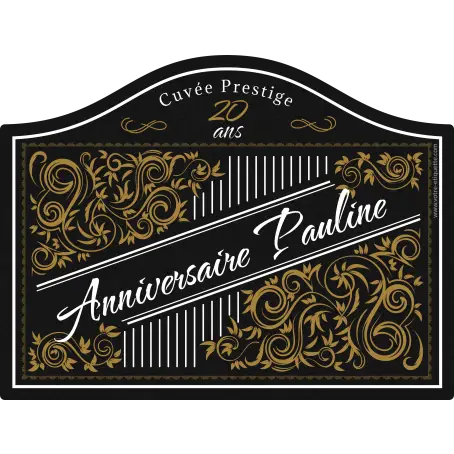 Étiquette personnlisée pour anniversaire sur papier noir mat