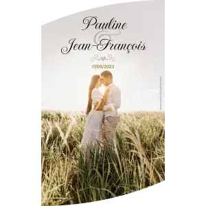 custom wedding label, countryside photo, ultra-gloss polyester