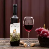 Étiquette personnalisée mariage, photo champêtre, finition ultra brillante