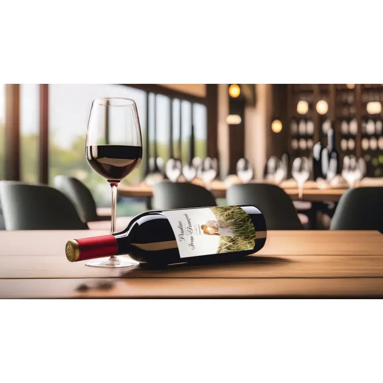 Étiquette personnalisée mariage, photo champêtre, finition ultra brillante