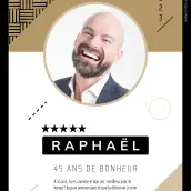 Étiquette personnalisée anniversaire, design graphique moderne avec photo