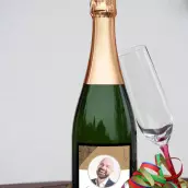 Étiquette personnalisée anniversaire, design graphique moderne avec photo