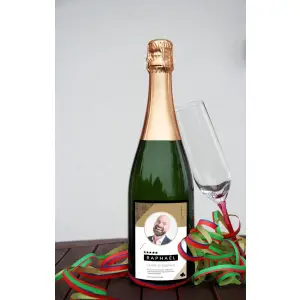 custom birthday label, modern graphic style with photo