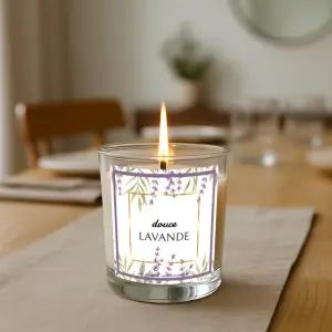 etichetta personalizzata candela alla lavanda