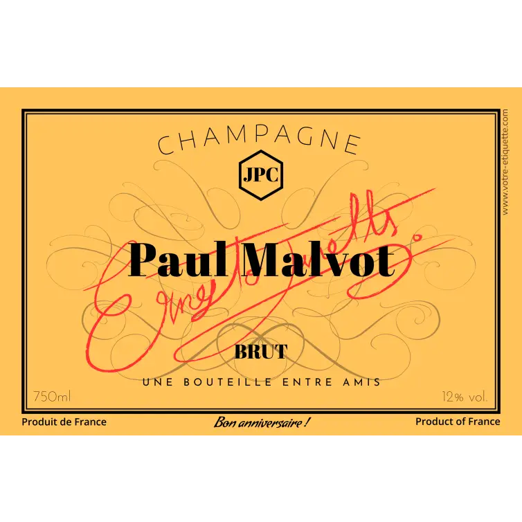 Étiquette personnalisée pour champagne, élégance sur-mesure