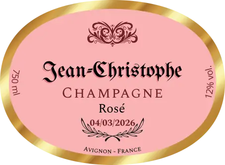 Étiquette personnalisée ovale pour bouteille de champagne