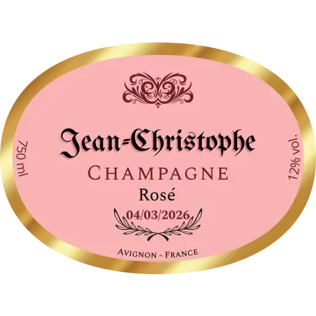 Étiquette personnalisée ovale pour bouteille de champagne