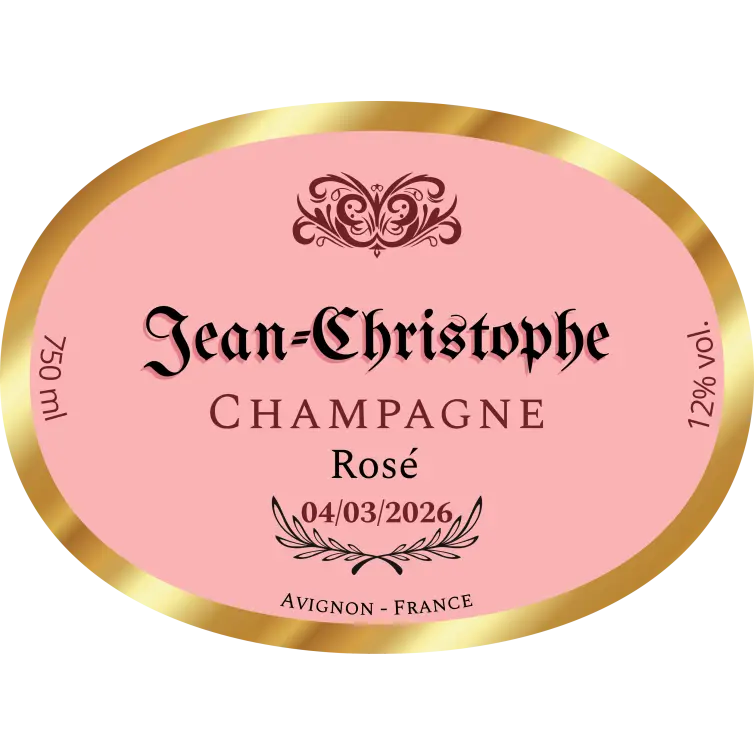 Étiquette personnalisée ovale pour bouteille de champagne