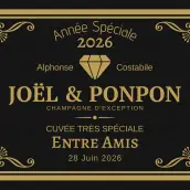 Custom champagne label special cuvée on matte black paper