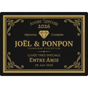 custom champagne label special cuvée on matte black paper