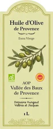 Étiquette huile d’olive grand format sur papier recyclé